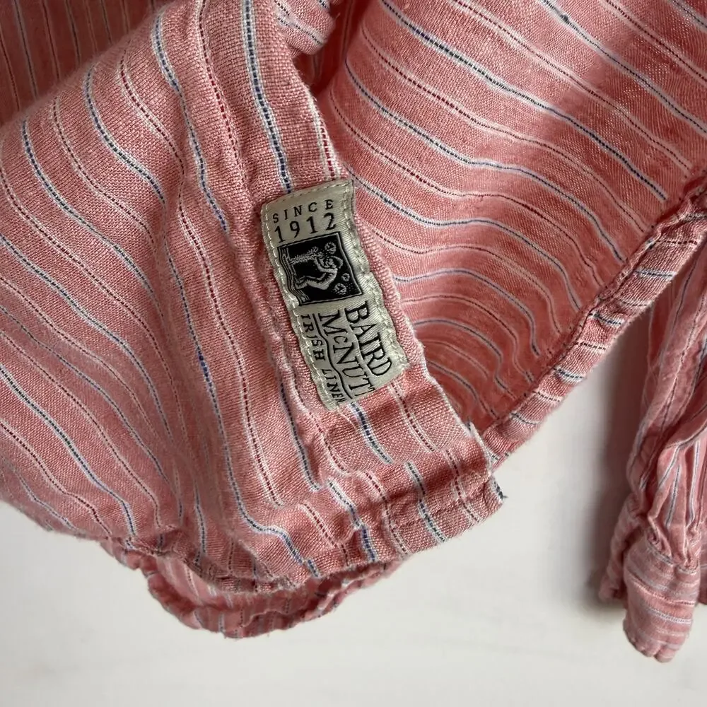 J.Crew Baird McNutt Irish Linen Slim Button Down Shirt Red Stripe  - L